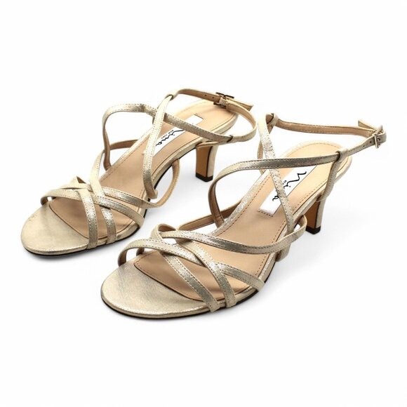 NINA NEW YORK Womens Gold Strappy Padded Neptune Almond Toe Sandals - Picture 5 of 8
